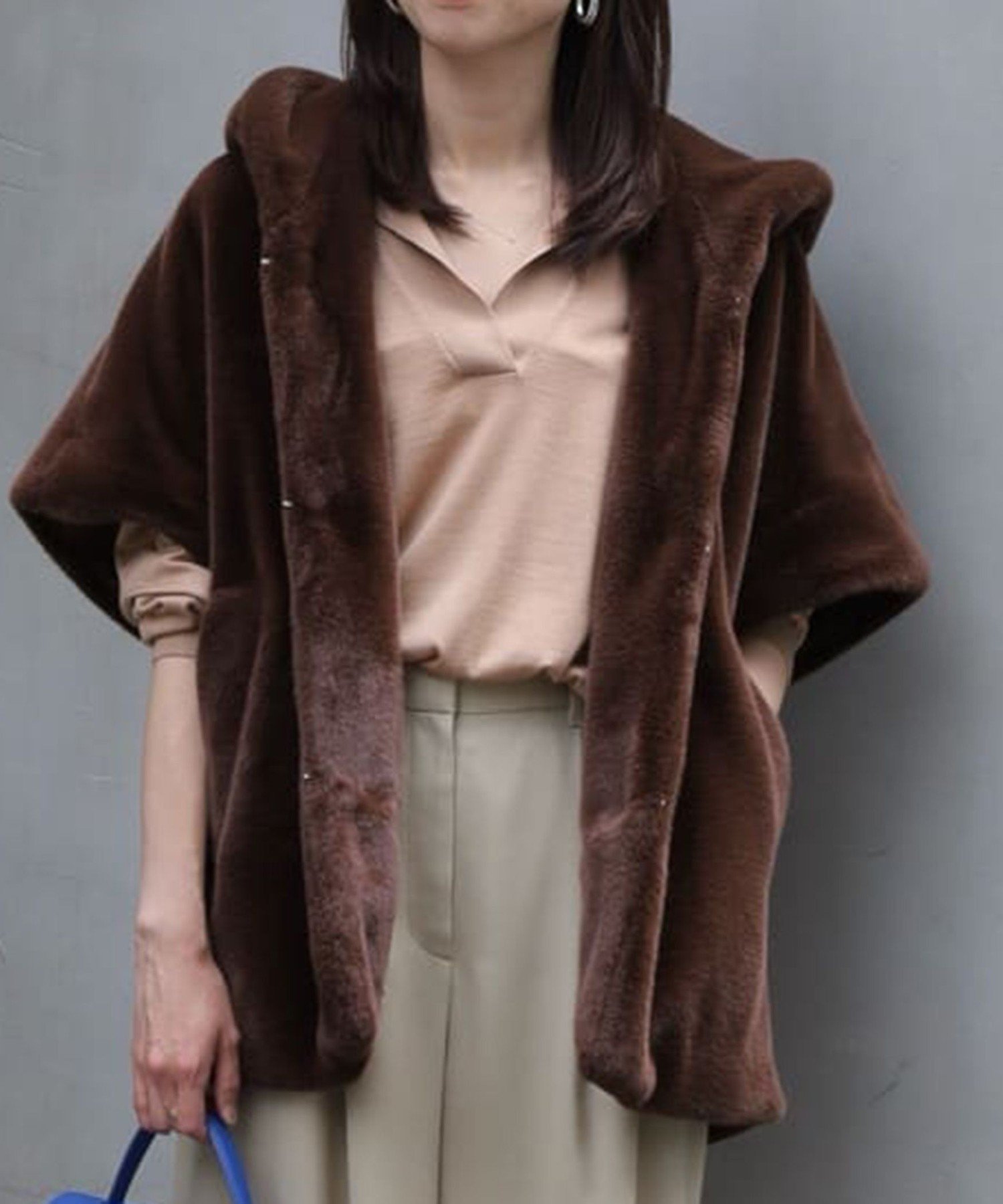 TOMORROWLAND｜スムースファー フーディーポンチョ | Rakuten Fashion