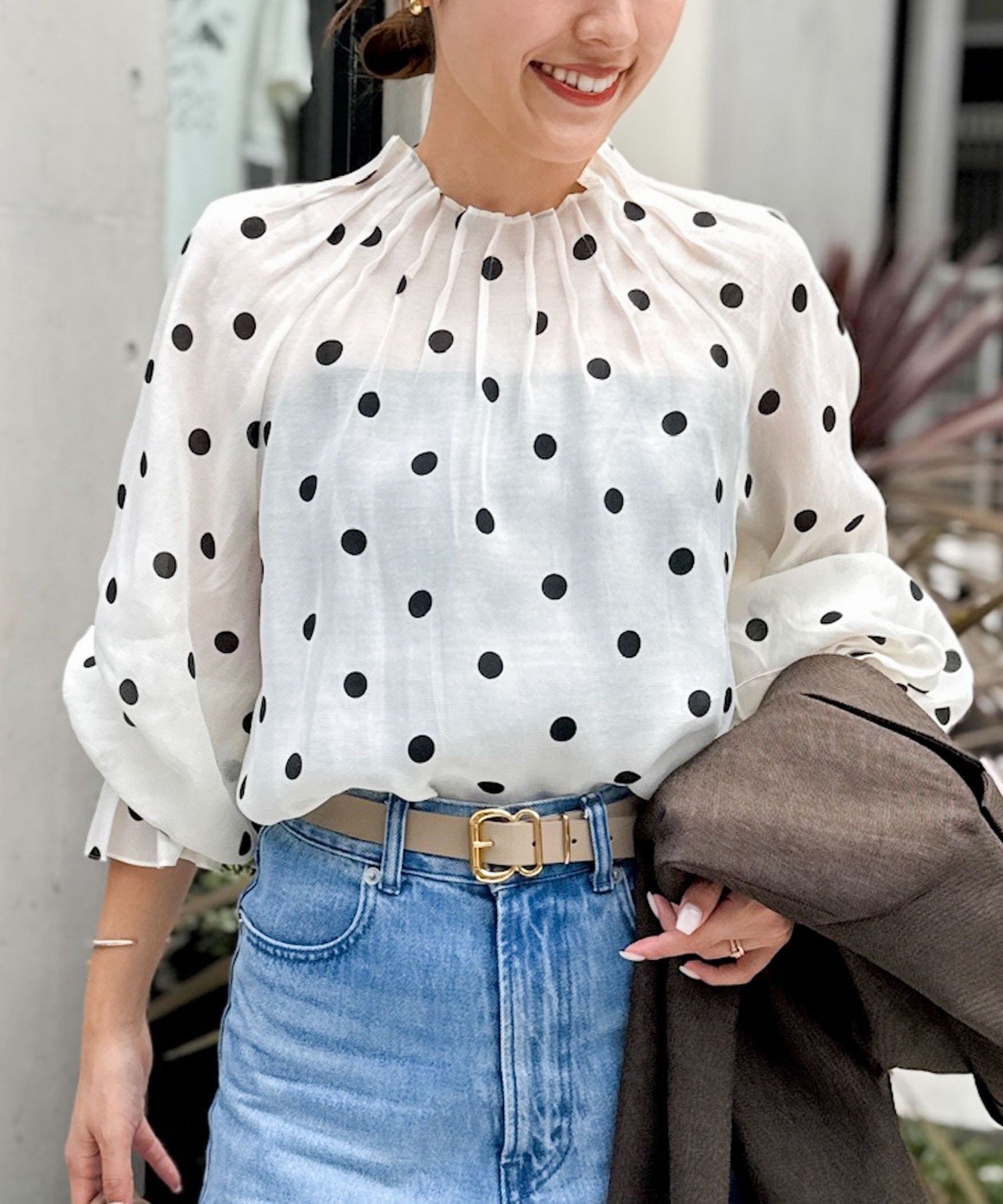 NOLLEY'S｜ウォッシャブルピンタックドットプリントブラウス | Rakuten