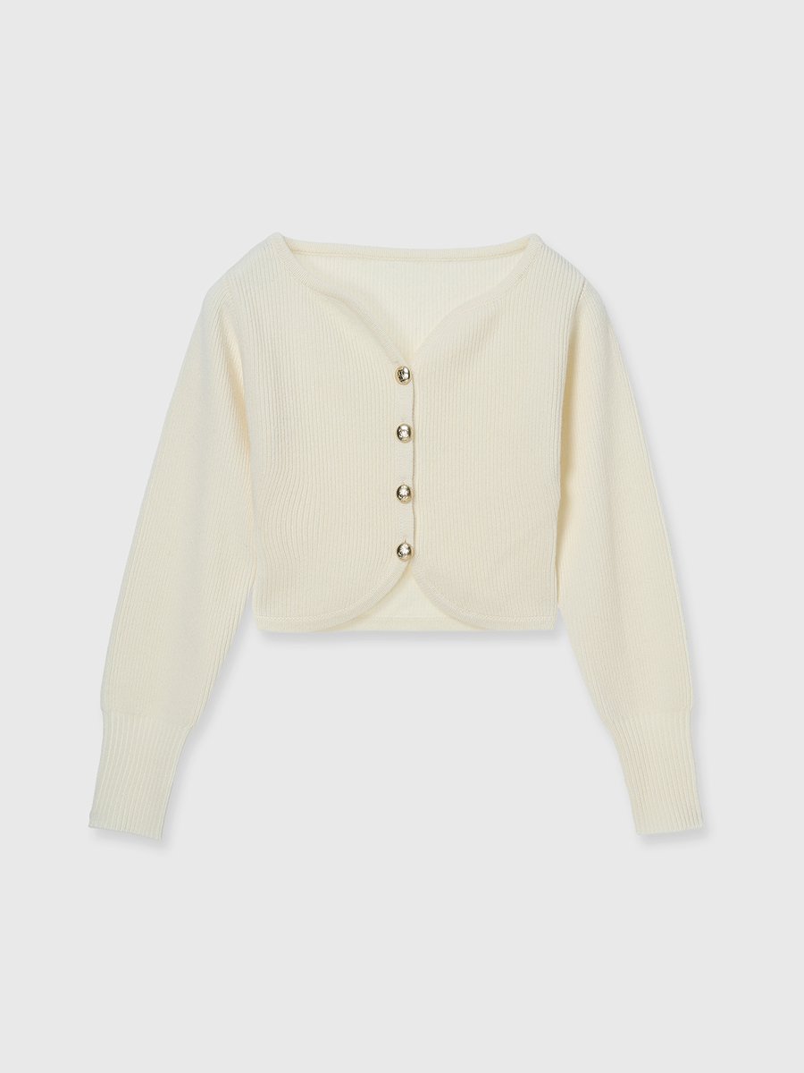 EIMY ISTOIRE｜Heart neck ウールカシミヤカーディガン | Rakuten