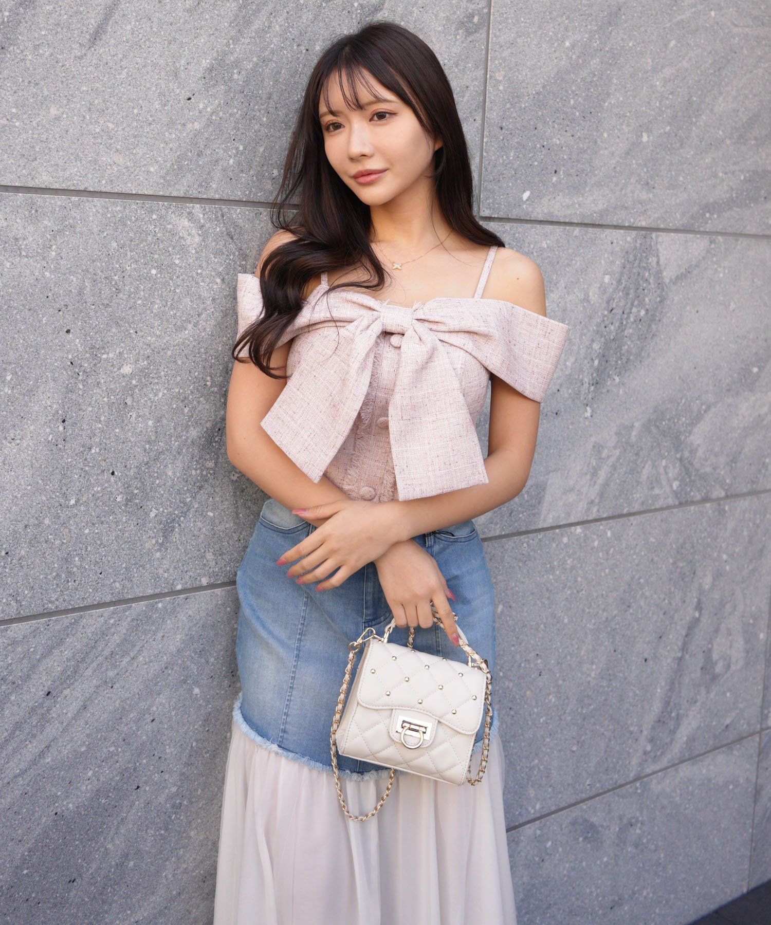 LIP SERVICE｜LIP SERVICE/(W)ツイードリボンオフショルトップス