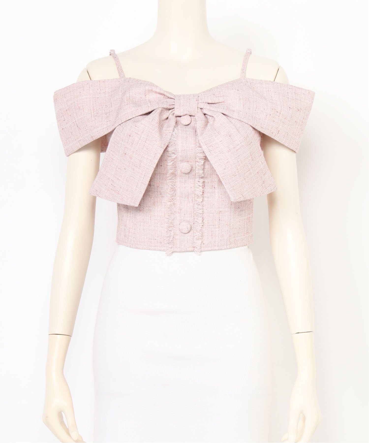 LIP SERVICE｜LIP SERVICE/(W)ツイードリボンオフショルトップス