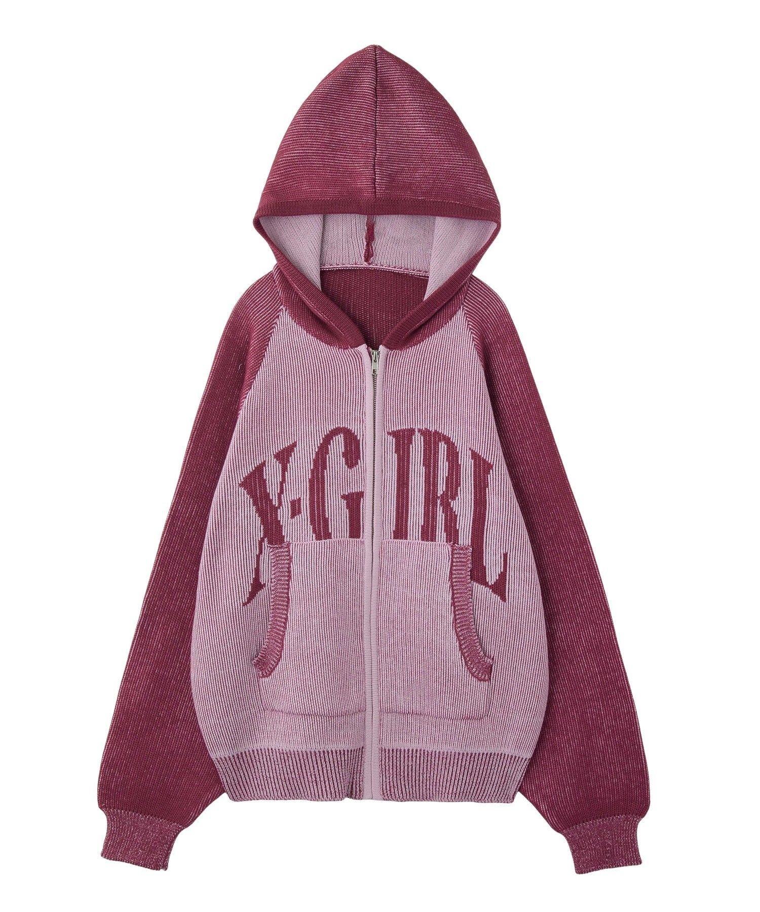 X-girl｜LOGO JACQUARD ZIP UP KNIT HOODIE | Rakuten Fashion(楽天