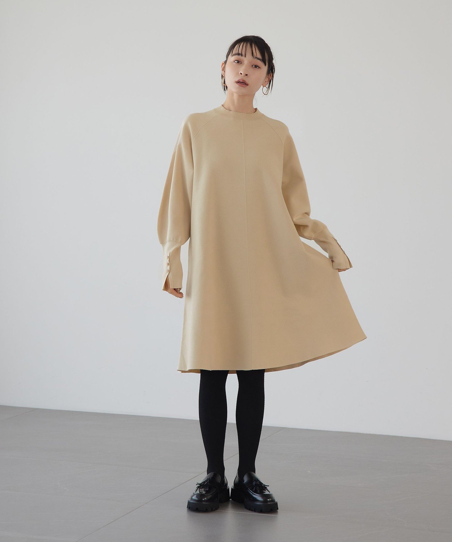 ユナイテッドアローズ EMMELREFINES クルーネックAラインワンピース UNITED ARROWS green label relaxing｜<EMMEL REFINES>EM クルーネック