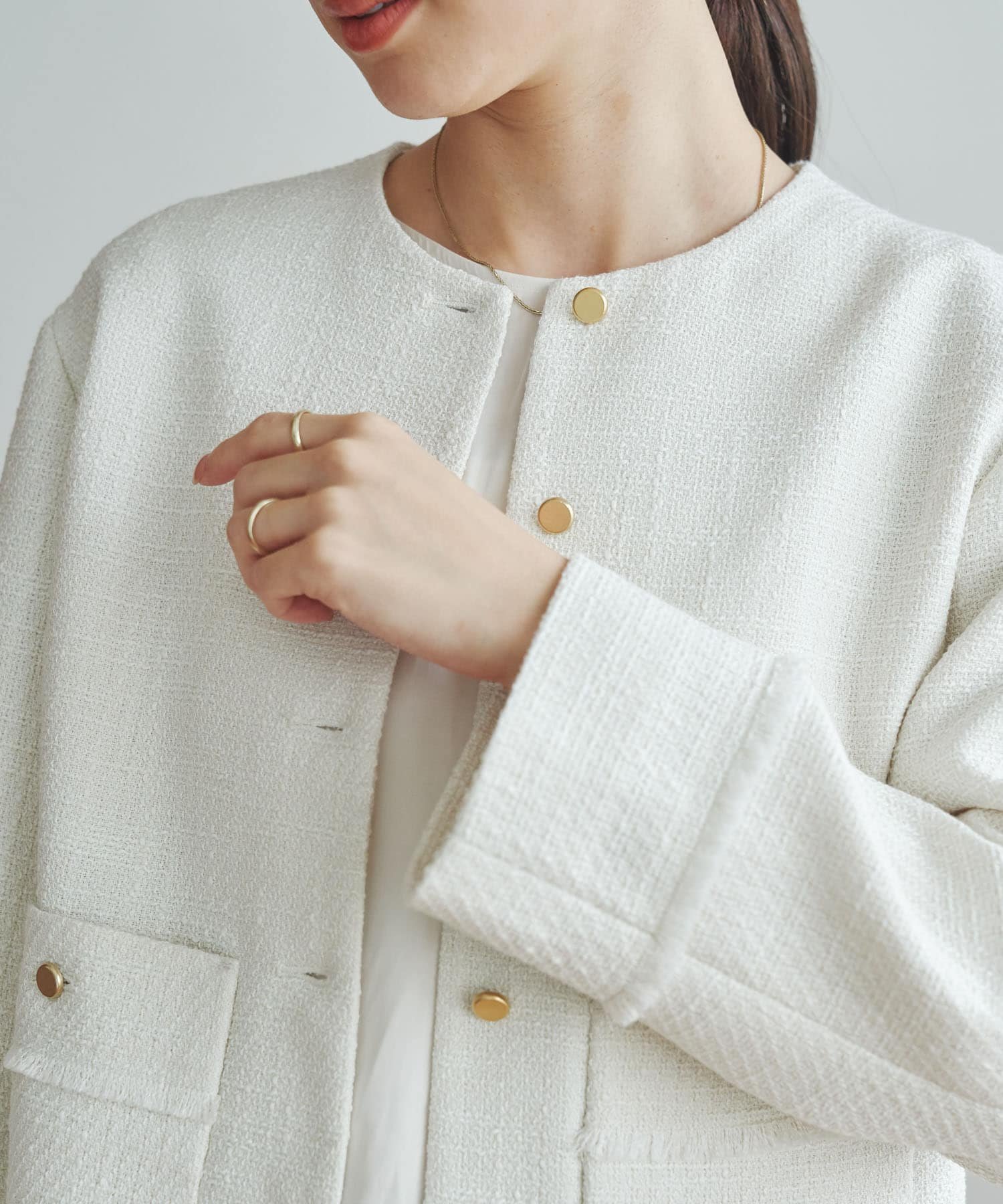 URBAN RESEARCH｜ノーカラーツイードジャケット | Rakuten Fashion