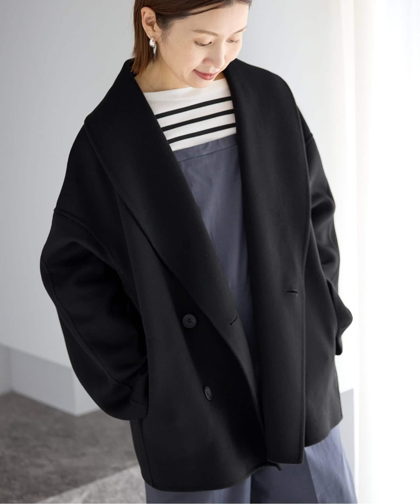 IENA｜《追加3》Super160 ショールカラーハーフコート | Rakuten