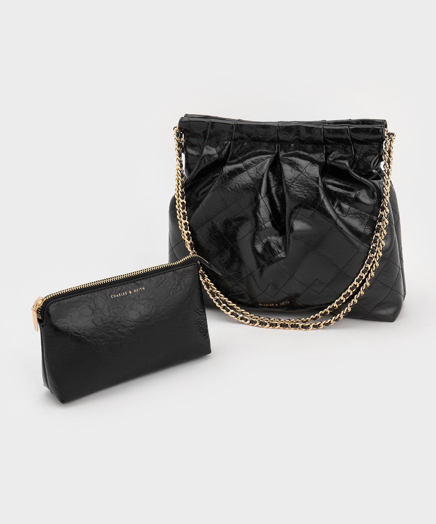 CHARLES & KEITH｜Duo ドゥオ ブレードチェーンハンドルホーボーバッグ