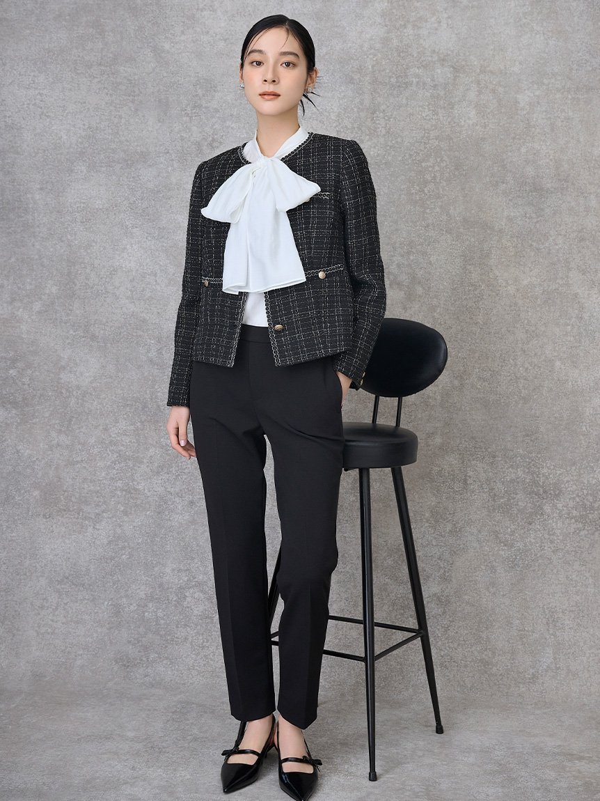 CELFORD｜ミドル丈ノーカラーツイードジャケット | Rakuten Fashion