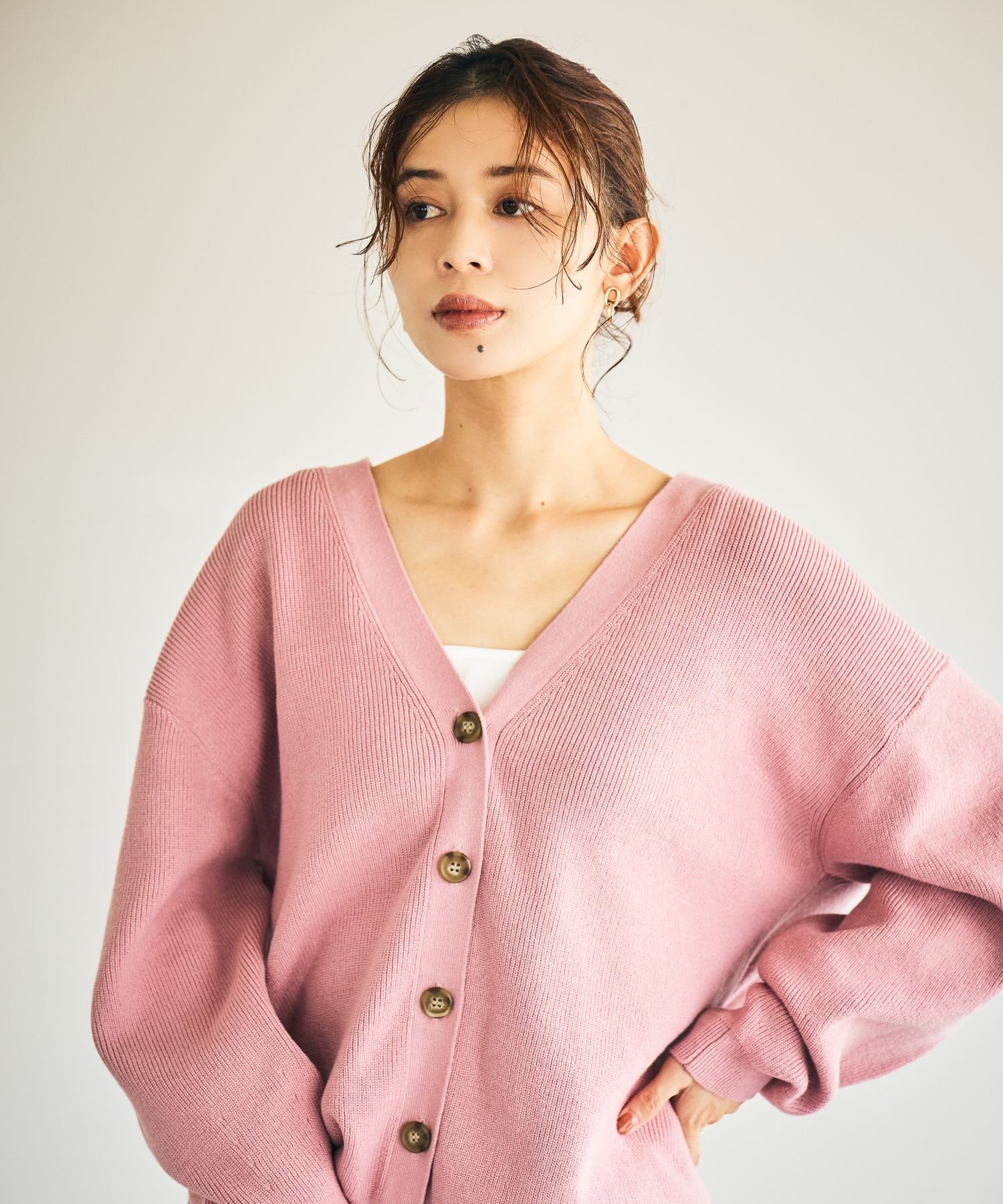studio CLIP｜12ゲージ畦Vネックニットカーディガン | Rakuten Fashion