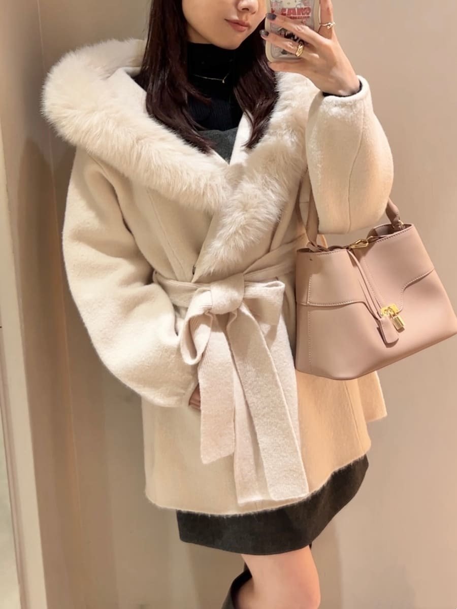 SNIDEL｜ファーフードニットコート | Rakuten Fashion(楽天