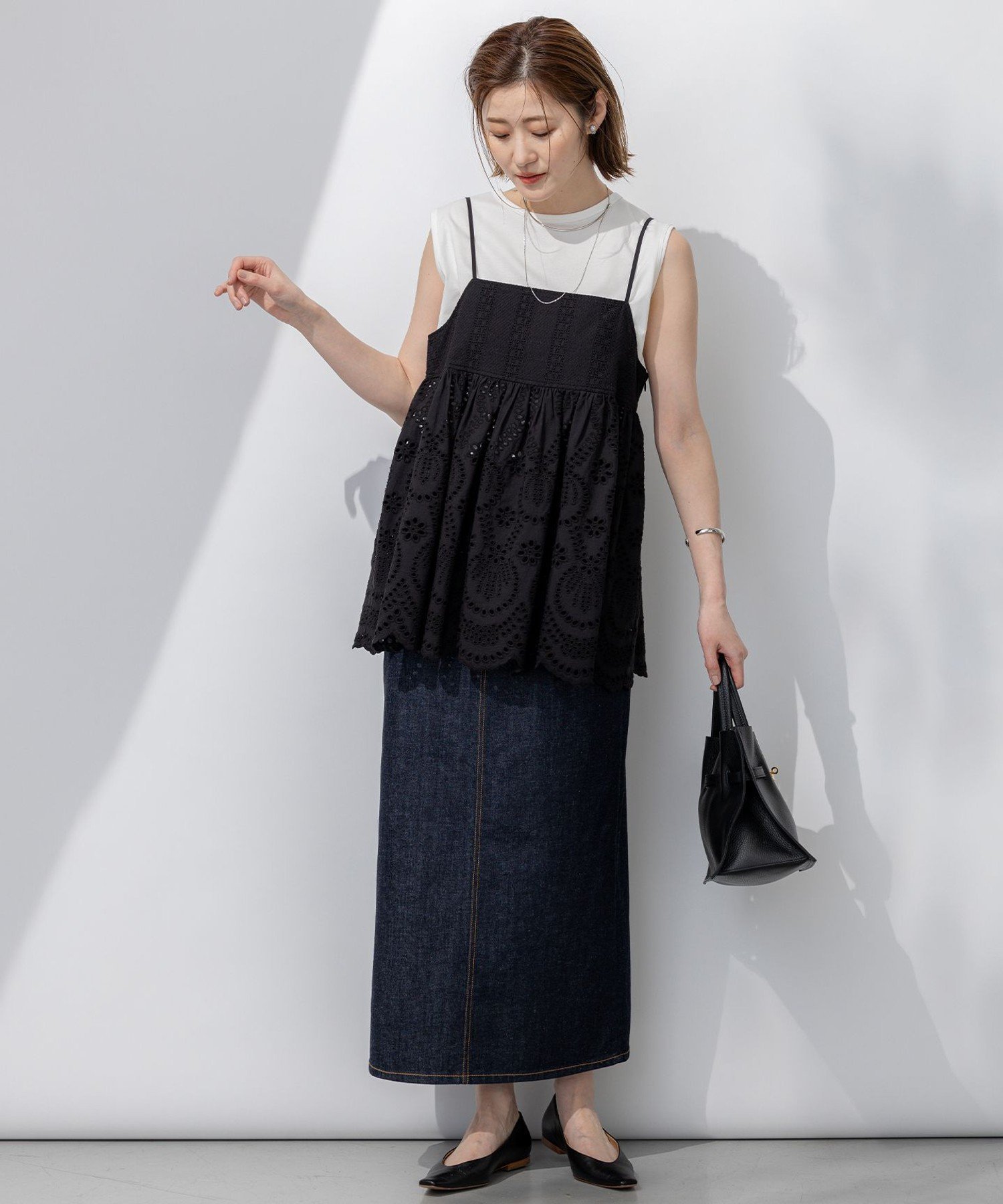 23区｜【洗える】コットンエンブロイダリー キャミソール | Rakuten