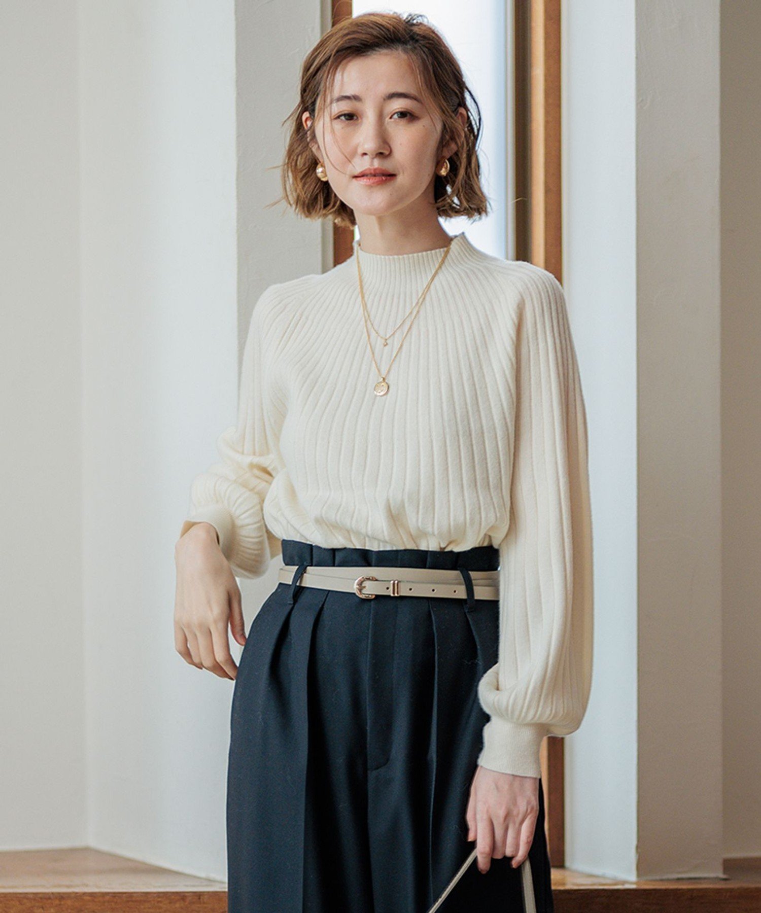 23区｜セミウーステッド モックネック ニット | Rakuten Fashion(楽天