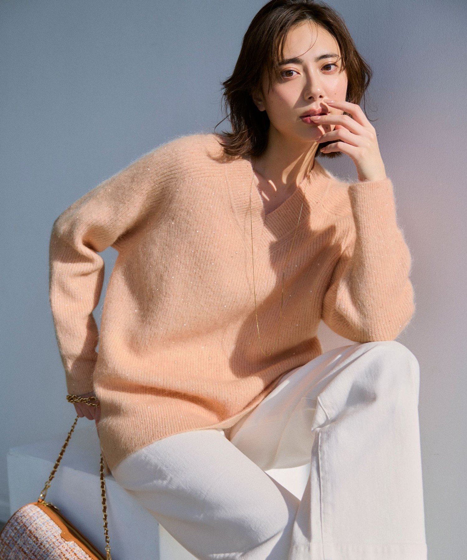 23区｜モヘヤミックススパングル Vネック ニット | Rakuten Fashion