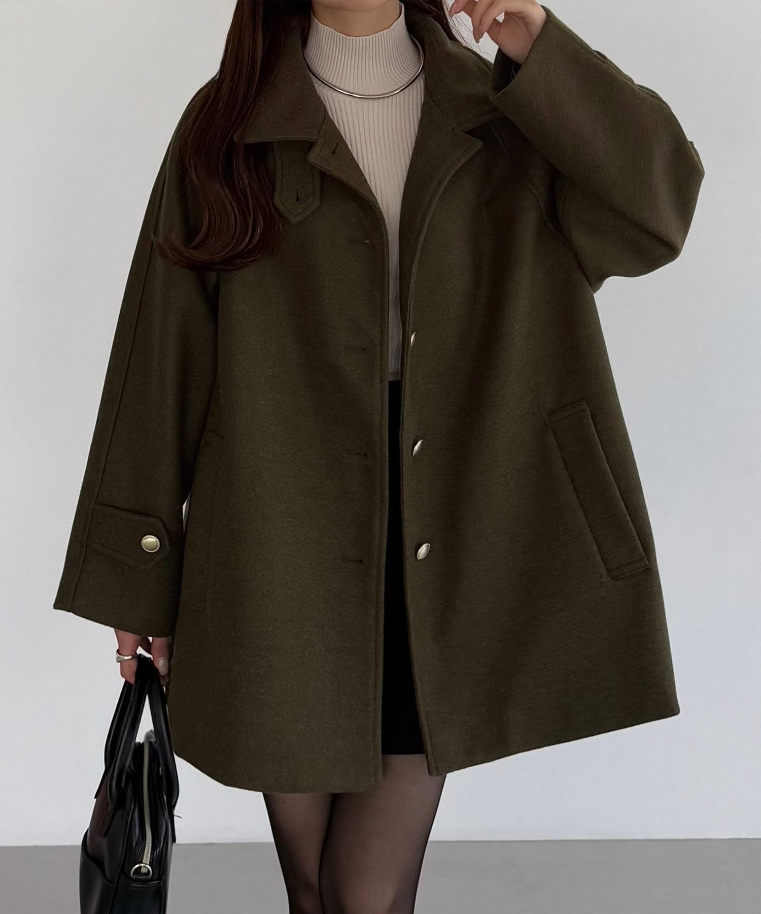 JUNOAH｜callautia ゴールドボタンミドルコート | Rakuten Fashion