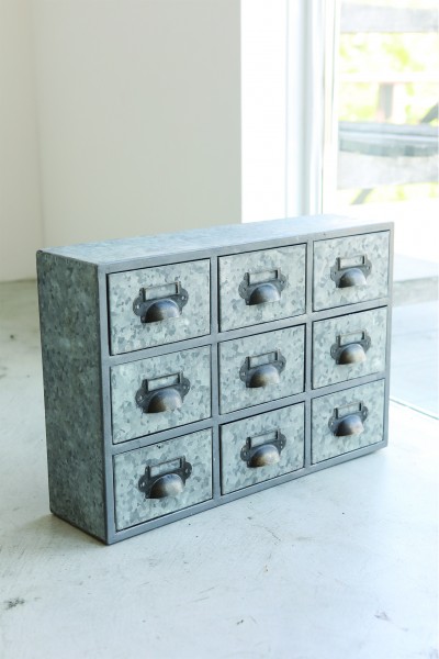 楽天市場】小型 卓上収納 キャビネット シルバー ルデン ブリキ