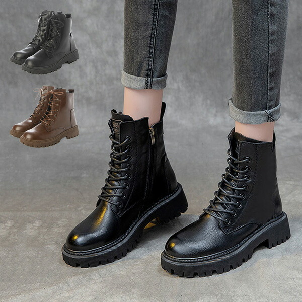 楽天市場】【取り寄せ対応】レースアップブーツ ショートブーツ 合皮