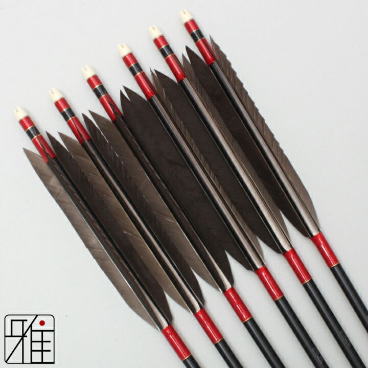 楽天市場】弓道 矢 ジュラルミン矢 6本組黒羽根 手羽 2115矧糸：赤系