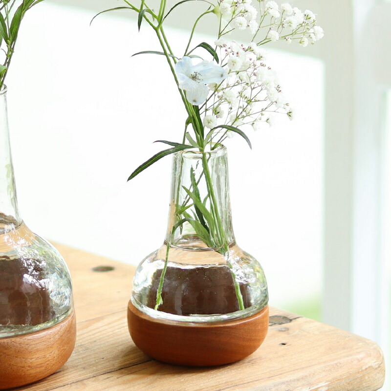 楽天市場】Sサイズ シナリー ウッド＆ガラスベース 花瓶 おしゃれ 木製