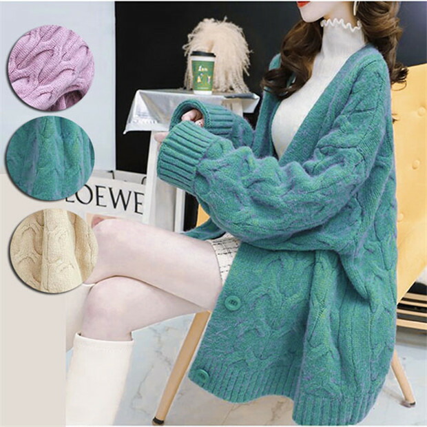 楽天市場】ざっくりニット カーディガン セーター ケーブル編み ロング