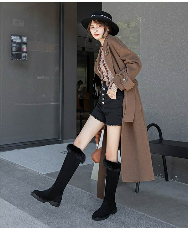 楽天市場】ロングブーツ ボア ヒール3.5cm 裏起毛 ブラウン ブラック