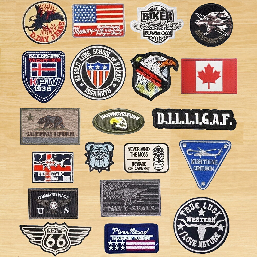 楽天市場】ワッペン 20枚セット アイロン アップリケ 人気 ミリタリー