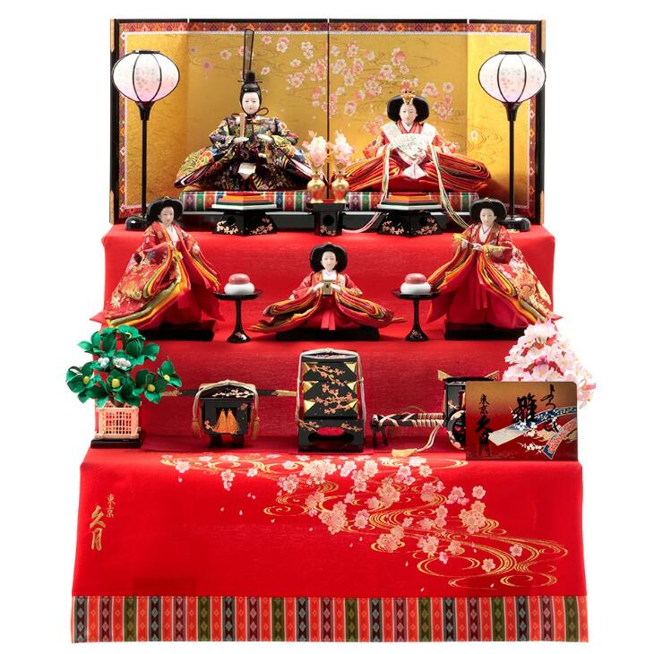 楽天市場】送料無料 平安豊久作 雛人形 木目込十五人揃い ガラスケース