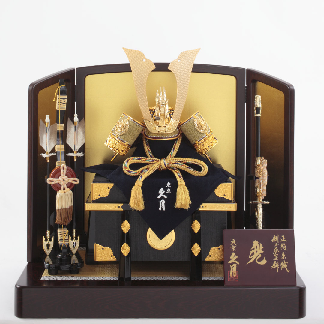 楽天市場】送料無料久月監製 五月人形 矧ぎ合わせ鉢 正絹緋糸縅 15号兜