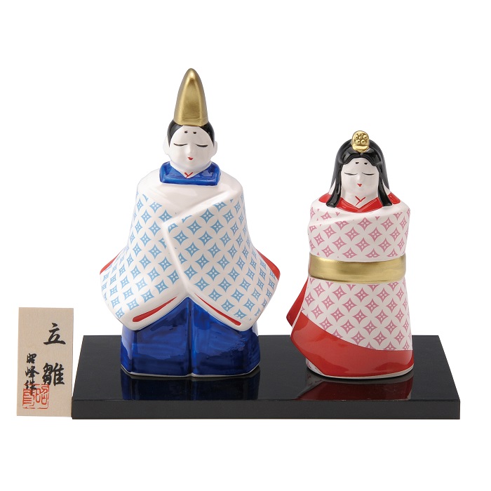 楽天市場】昭峰作 陶器製 雛人形 古典模様雛 七宝文雛 台・木札付き