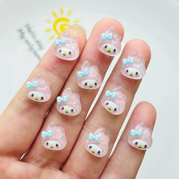 楽天市場】ネイルサイズのネコとウサギのお顔パーツ 5個セット