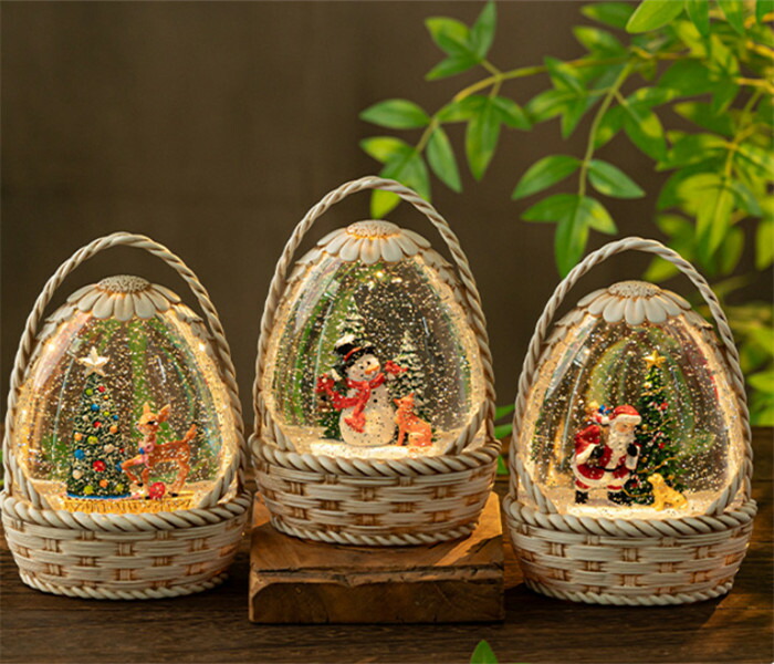 楽天市場】スノードーム クリスマスオルゴール 花かごの形 バスケット