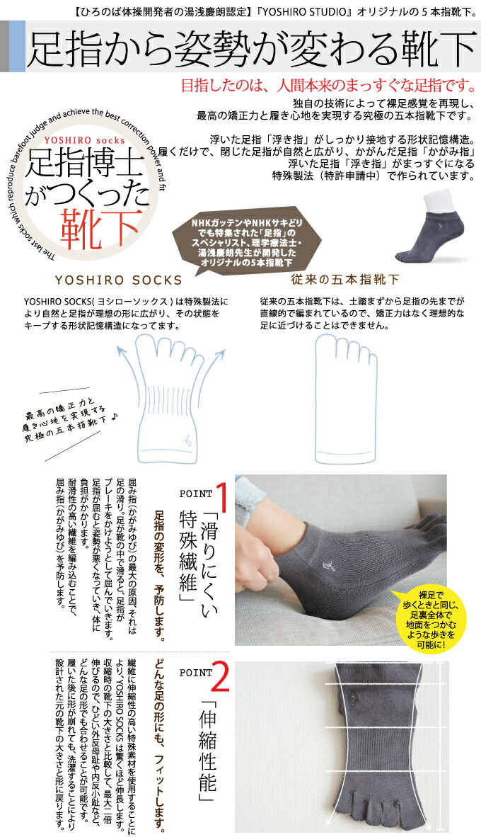 楽天市場】【ひろのば体操開発者の湯浅慶朗認定】【正規販売店】五本指