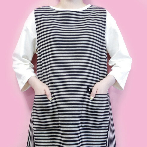 楽天市場】【アツコ マタノ】ボーダー 背付きニットエプロン