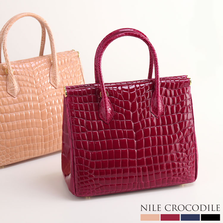 楽天市場】クロコダイル ハンドバッグ 2WAY ショルダーベルト付き