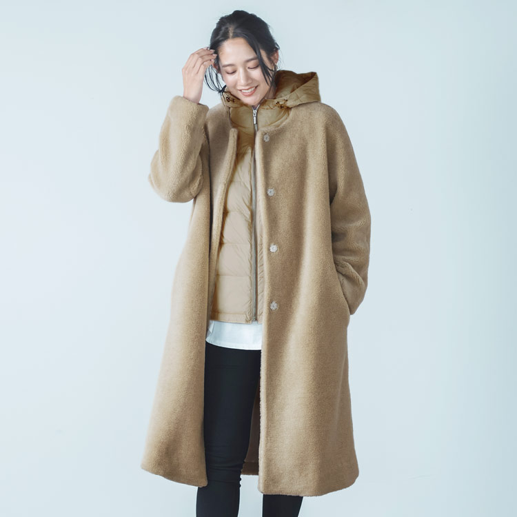 楽天市場】ウール コート ダウン ベスト 付き 2WAY キャメル ベージュ