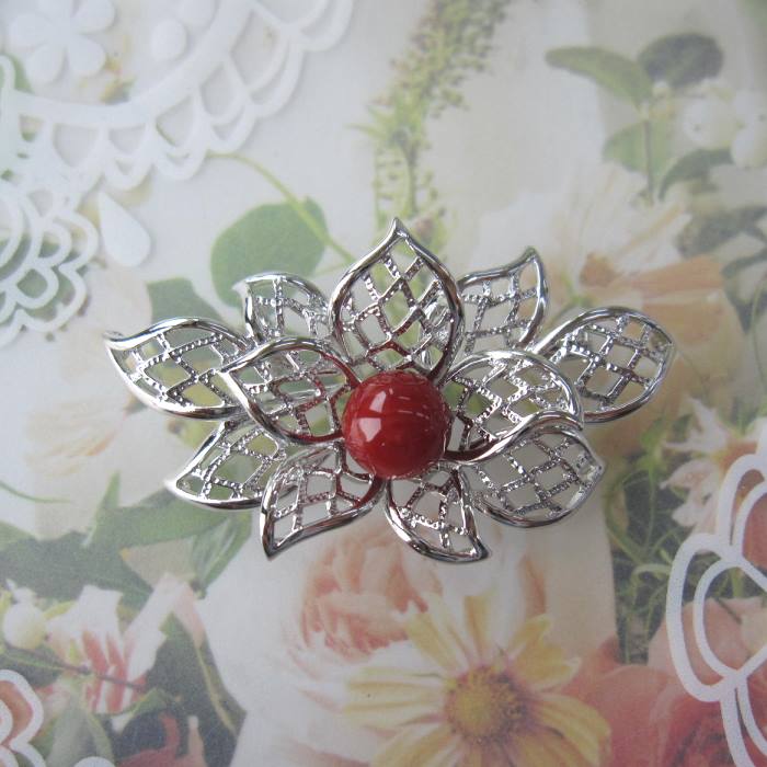 楽天市場】日本 高知産血赤珊瑚 ブローチ ペンダント兼用 8.8ミリ 花