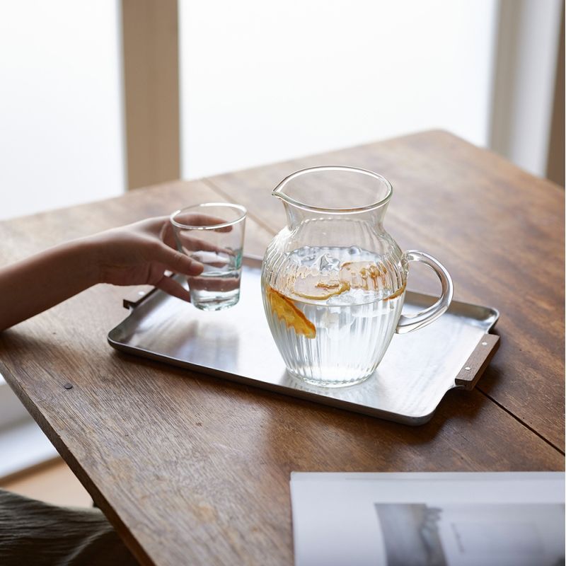 楽天市場】ノスタルジックな木の持ち手のアルミトレー (S) アルミ