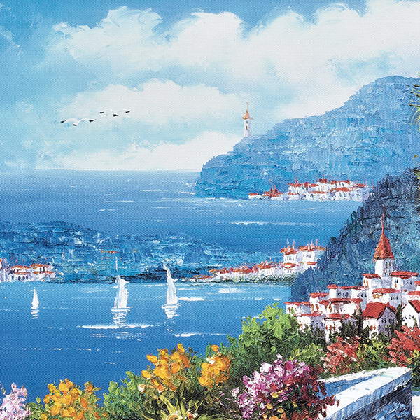 楽天市場】絵画 風景画 油絵 肉筆油彩画 地中海への道 王群作 風水