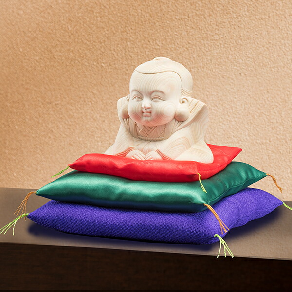 楽天市場】檜一杢彫り「だんだん福助」 座布団3枚付き : 仏像・掛軸の