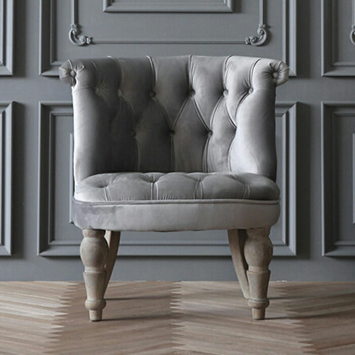 楽天市場】フレンチローチェア ライトグレーベルベット Classic Nina