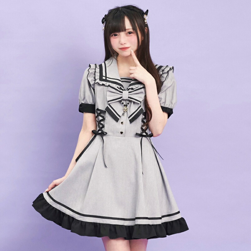 楽天市場】サイドレースアップセーラーワンピース5/28 12:00 販売