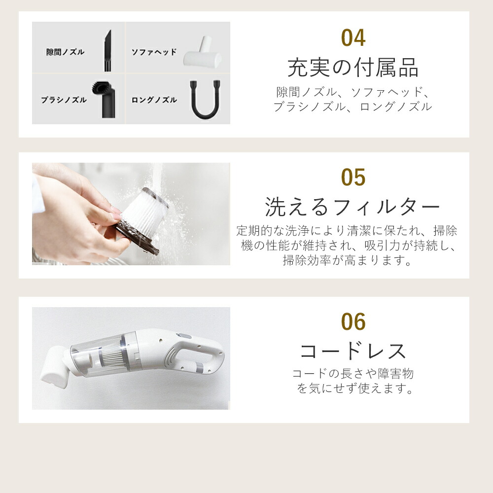 楽天市場】☆楽天1位☆ ハンディクリーナー コードレス 13000pa強力