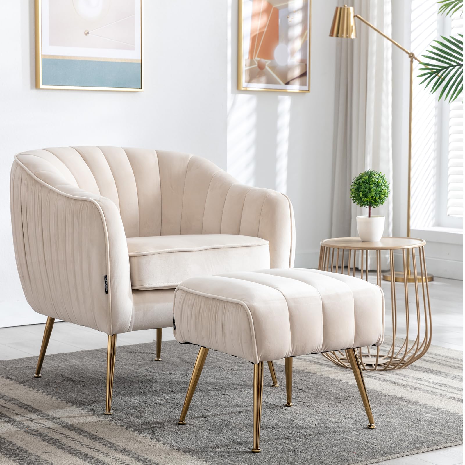 楽天市場】Altrobene 1人掛け ソファー オットマン付き ベルベット