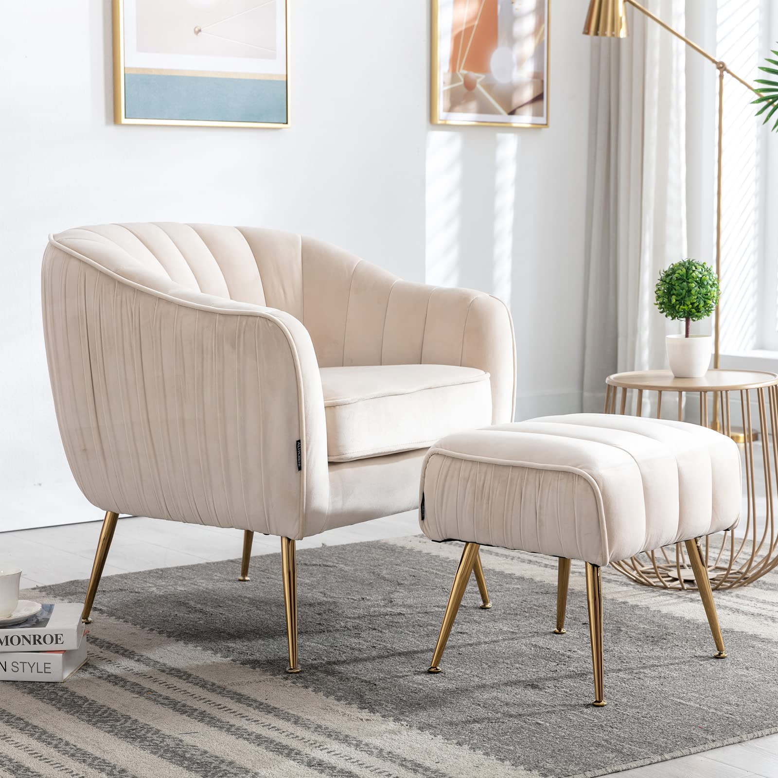 楽天市場】Altrobene 1人掛け ソファー オットマン付き ベルベット