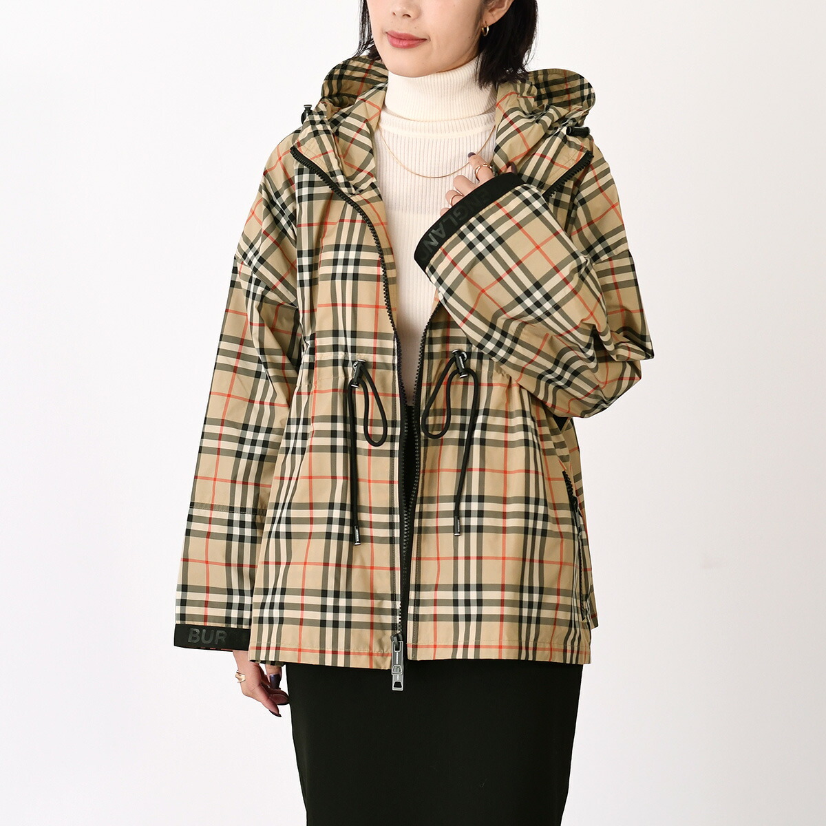 楽天市場】BURBERRY バーバリー アウター チェック ドローストリング
