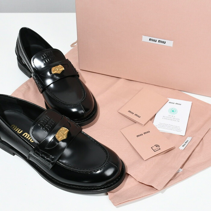 楽天市場】MIU MIU ミュウミュウ ローファー ブラッシュドレザー