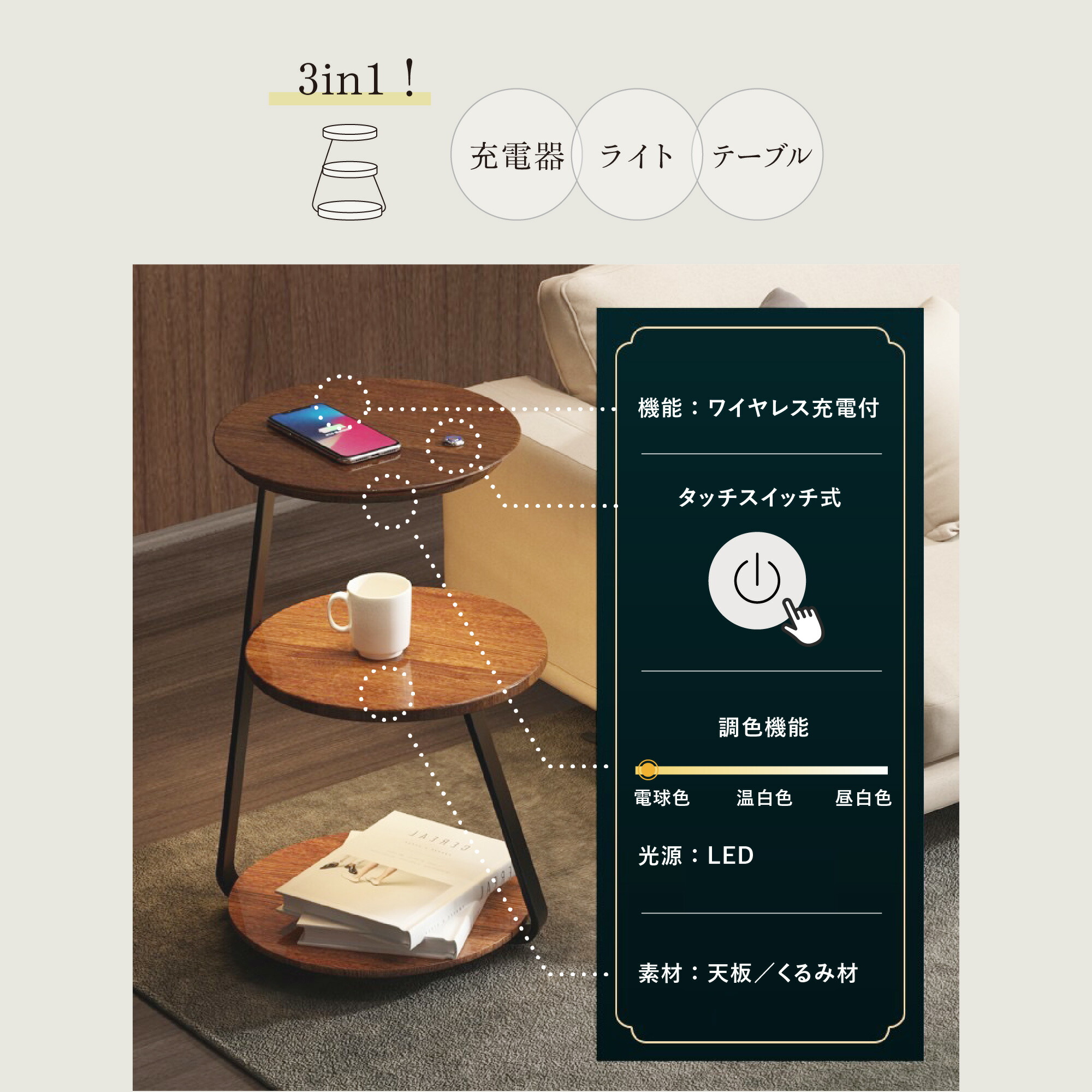 楽天市場】☆新生活セール40%OFF☆ サイドテーブル ナイトテーブル