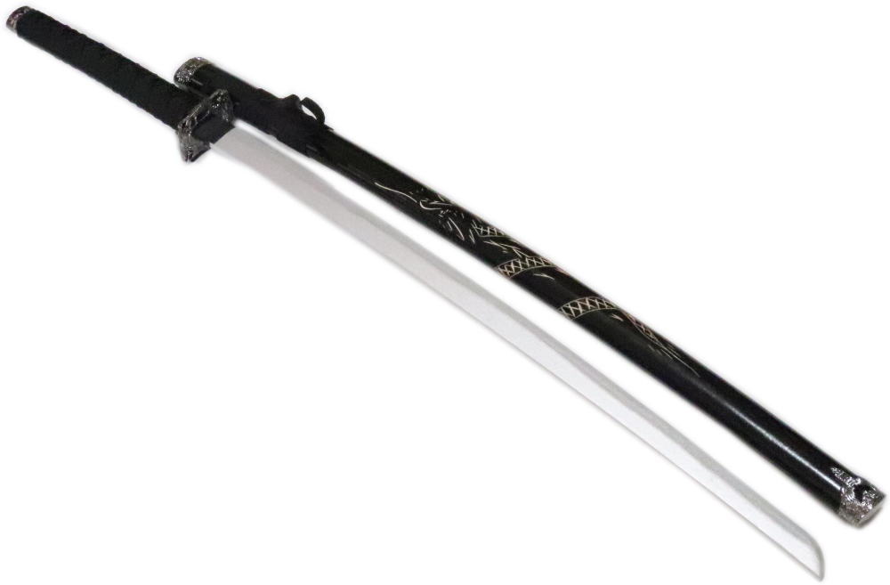 楽天市場】金属付木刀 黒龍 鞘・鍔（つば）付 黒鞘 全長約101cm