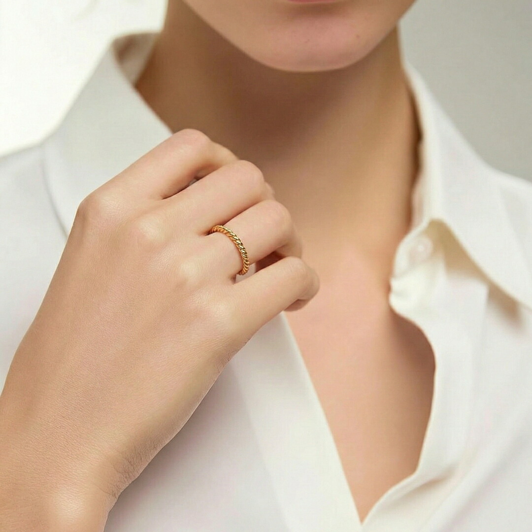 楽天市場】ツイスト ゴールド リング k18 刻印 名入れ ネーム リング