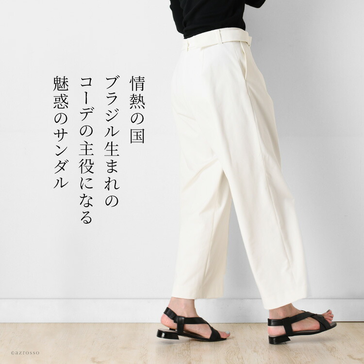 楽天市場】レザー サンダル フラット サンダル レディース サンダル