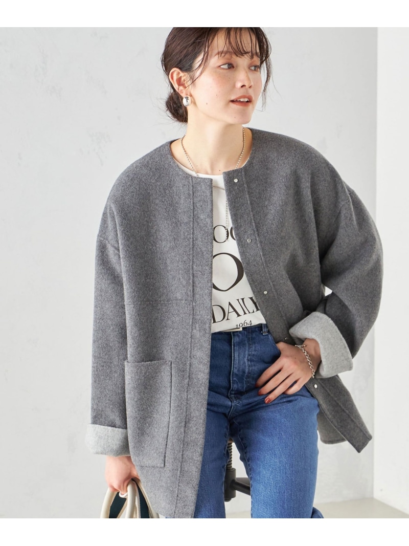 楽天市場】【SALE／40%OFF】配色 リバーシブル ノーカラー コート
