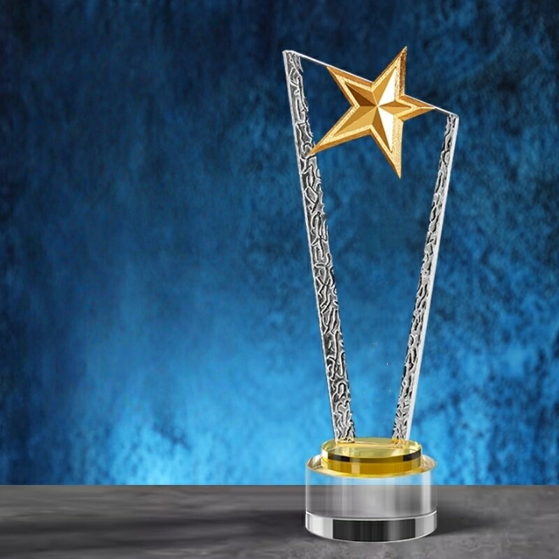 楽天市場】ゴールド シルバー 銅【文字刻印無料】クリスタルトロフィー